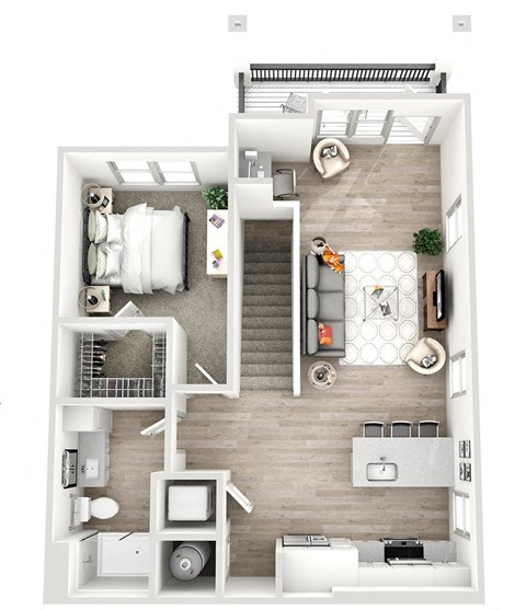 Floor plan for 1 bed, 1 bath, 831 sqft